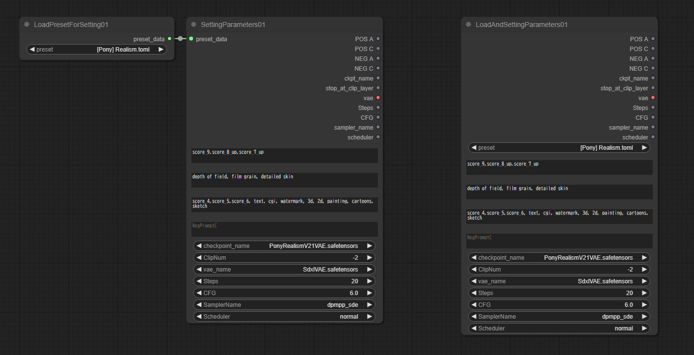 Screenshot of two main nodes.