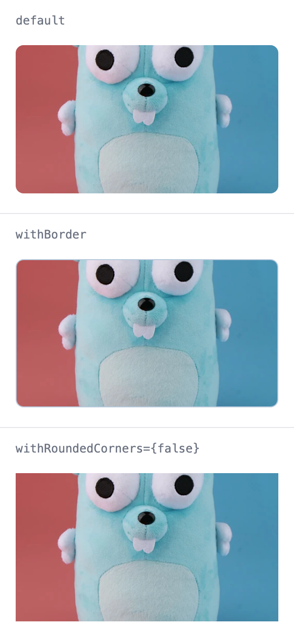 Image by default, with withBorder, and with withRoundedCorners={false}