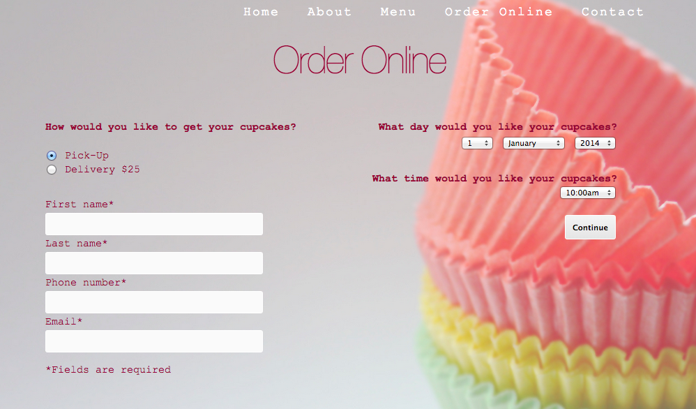 Wedding cake order form template for Google Forms