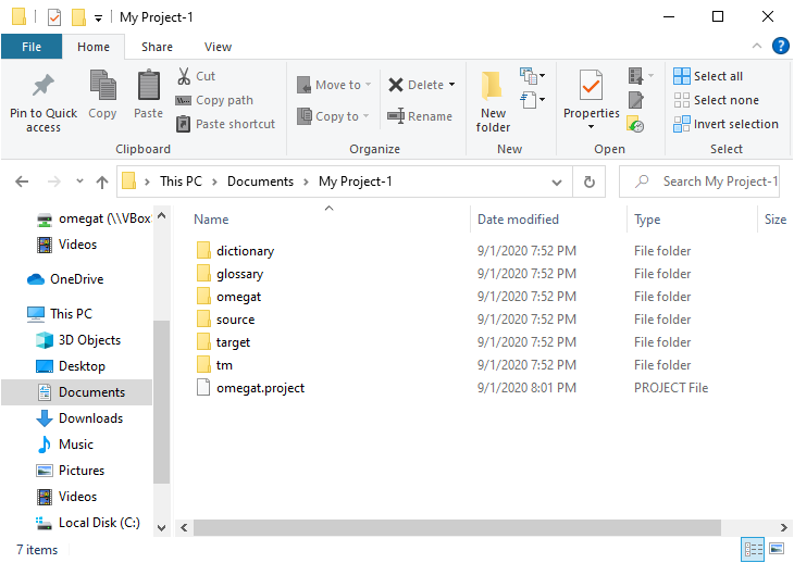 Browse project folder by File Explorer
