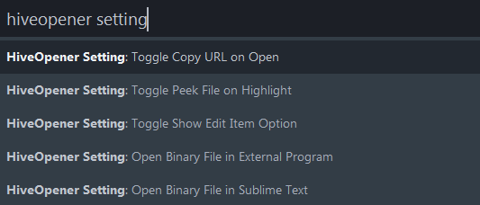 Options Settings in Command Palette