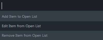 Manage Open List Panel - Full