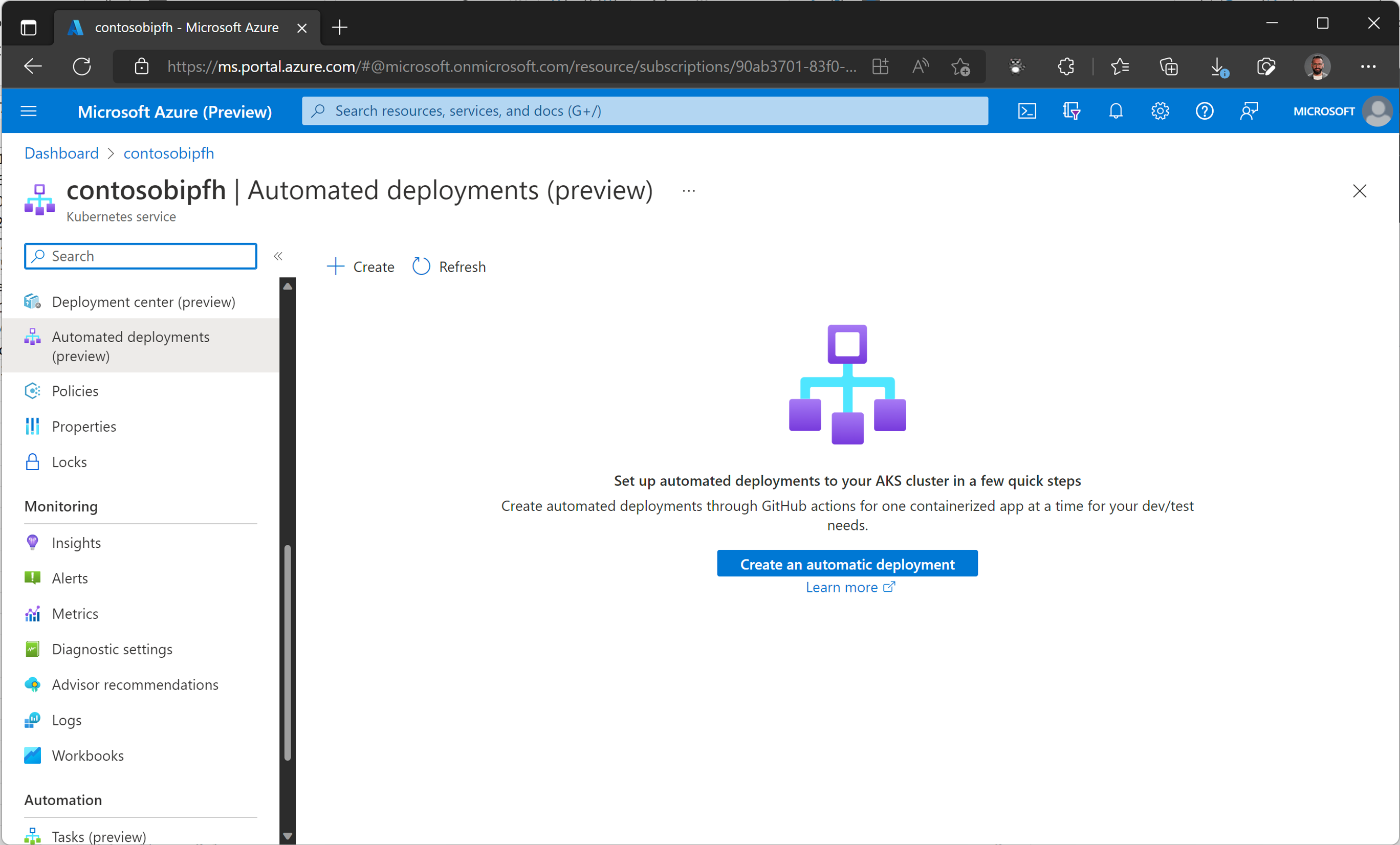 Navigate to automated deployments