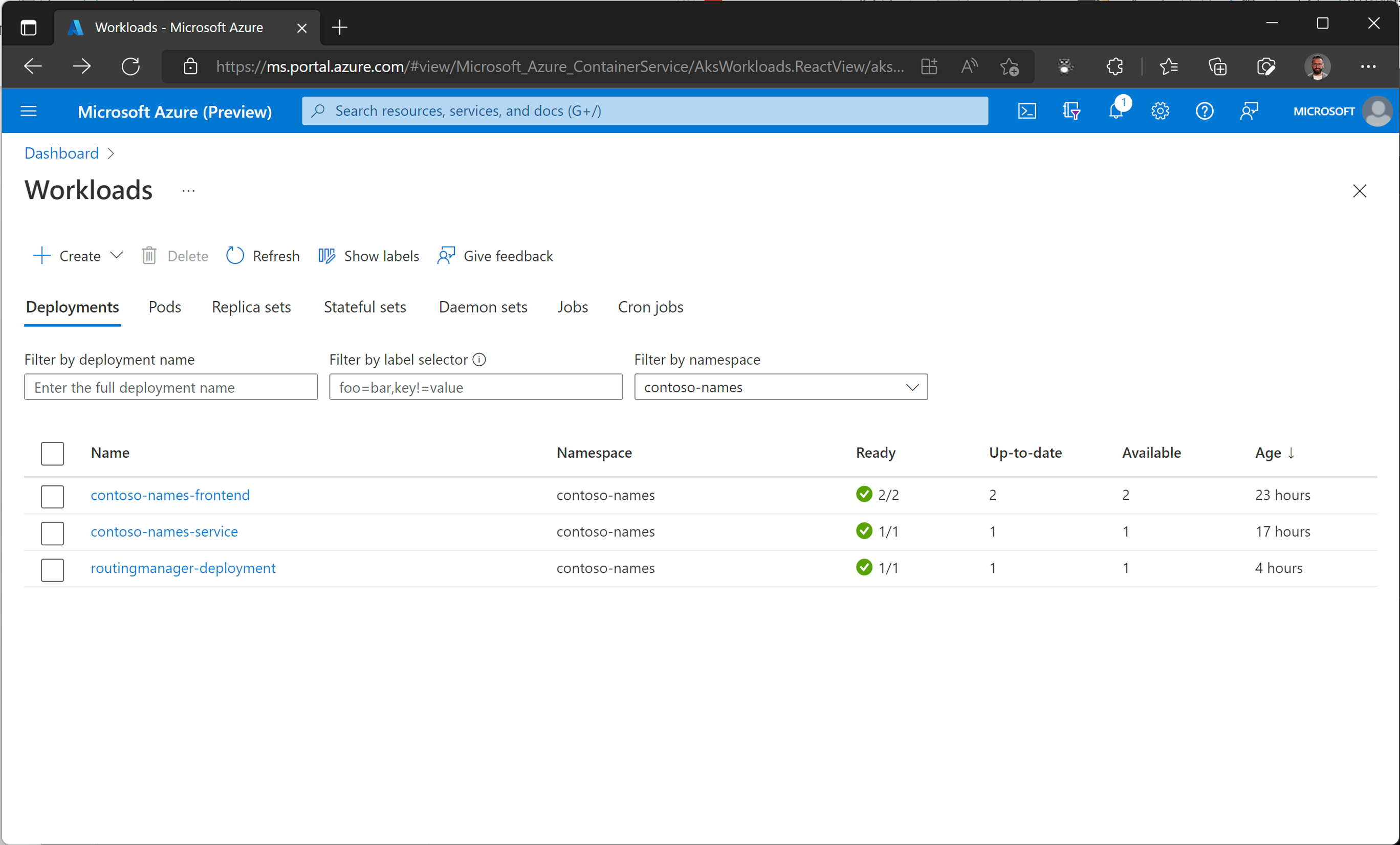 View workloads