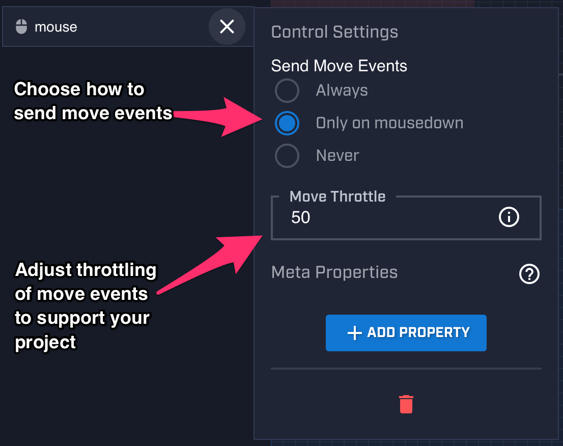 Mouse control properties