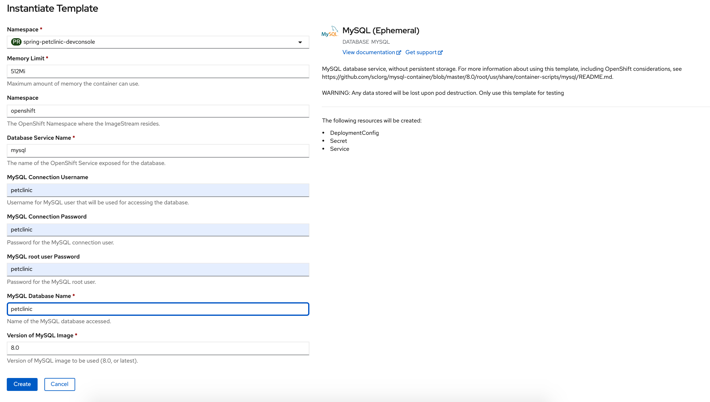 MySQL Template