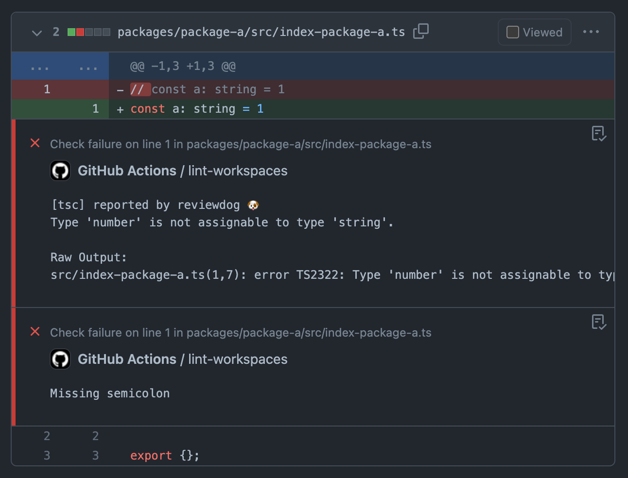 The screenshot of GitHub Annotations with pipe-if-ci