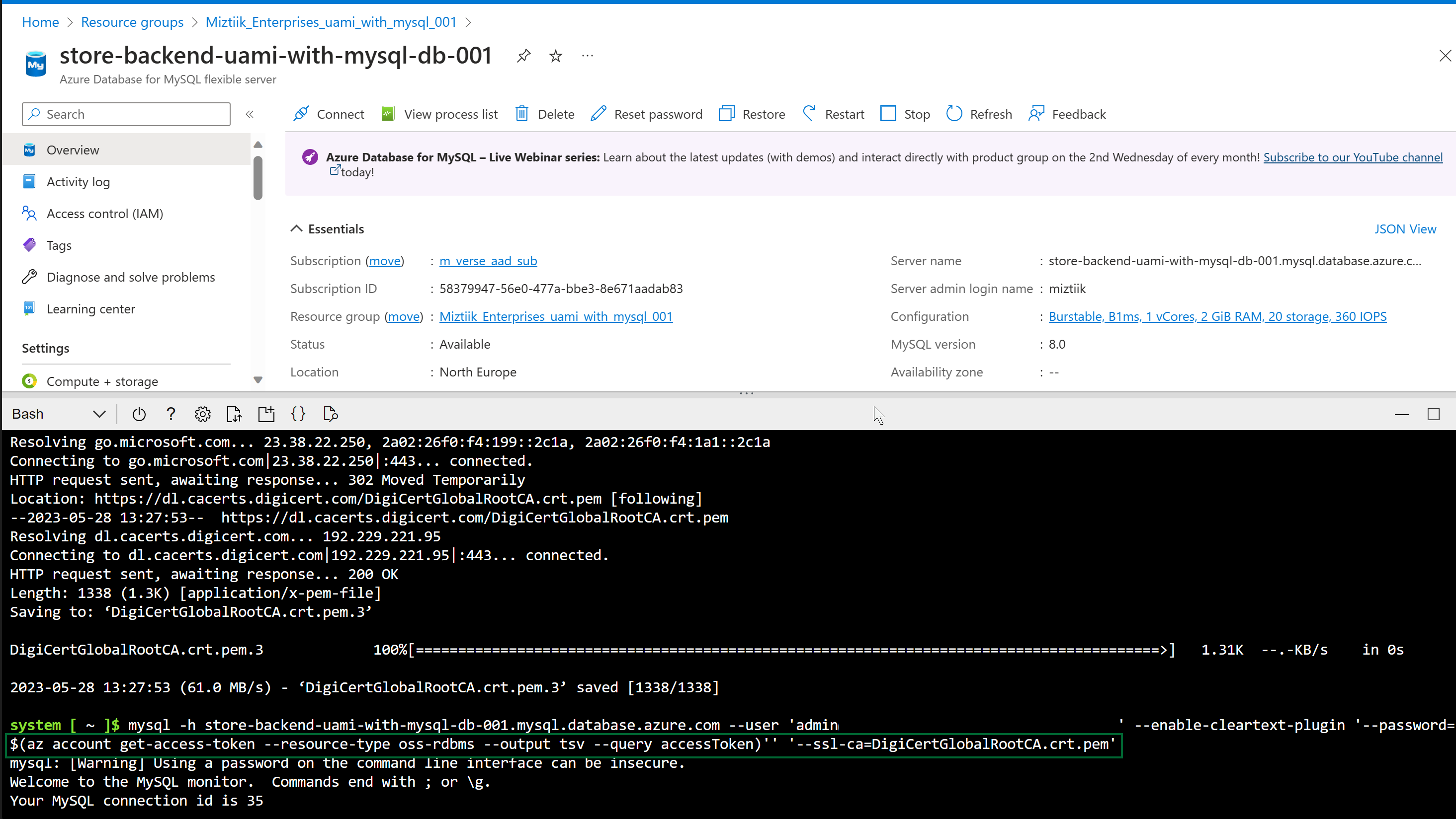 Miztiik Automation - Connect securely to Azure Database for Flexible MySQL with User Assigned Managed Identity