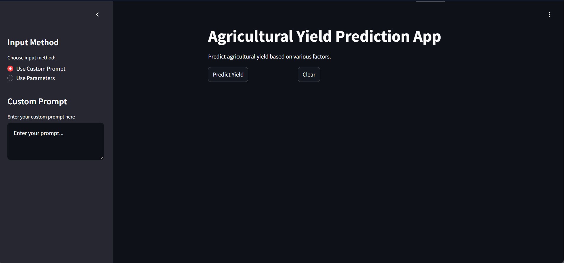 Agricultural Yield Prediction App