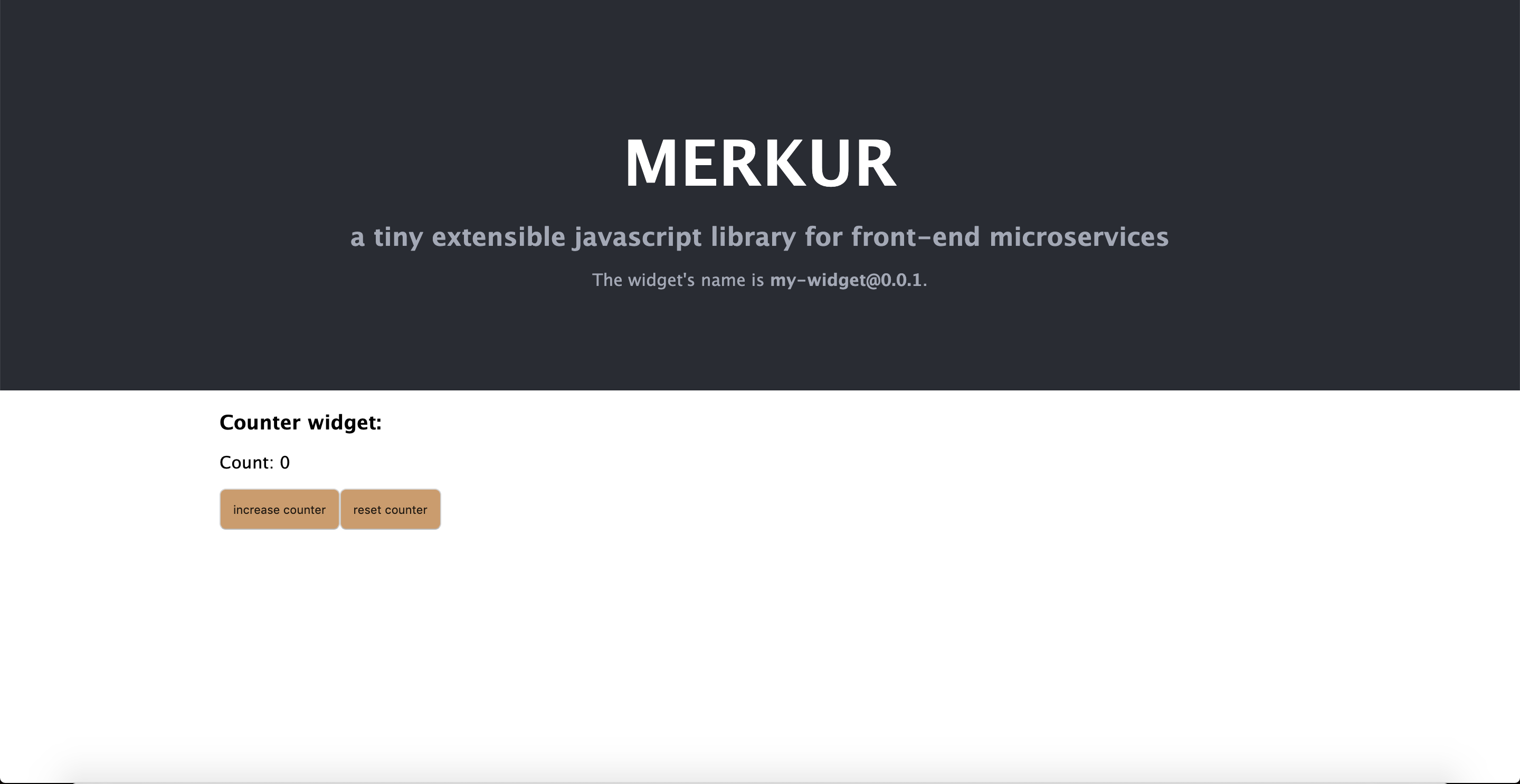 Merkur example, hello widget
