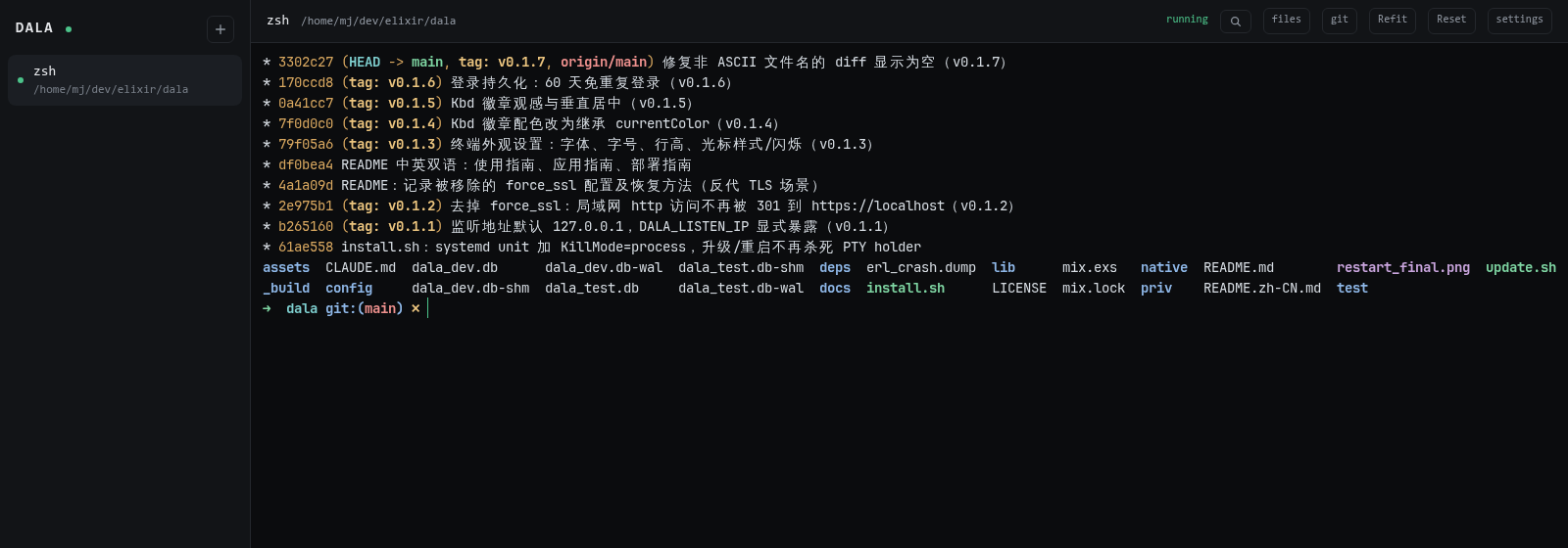 Dala — persistent web terminal