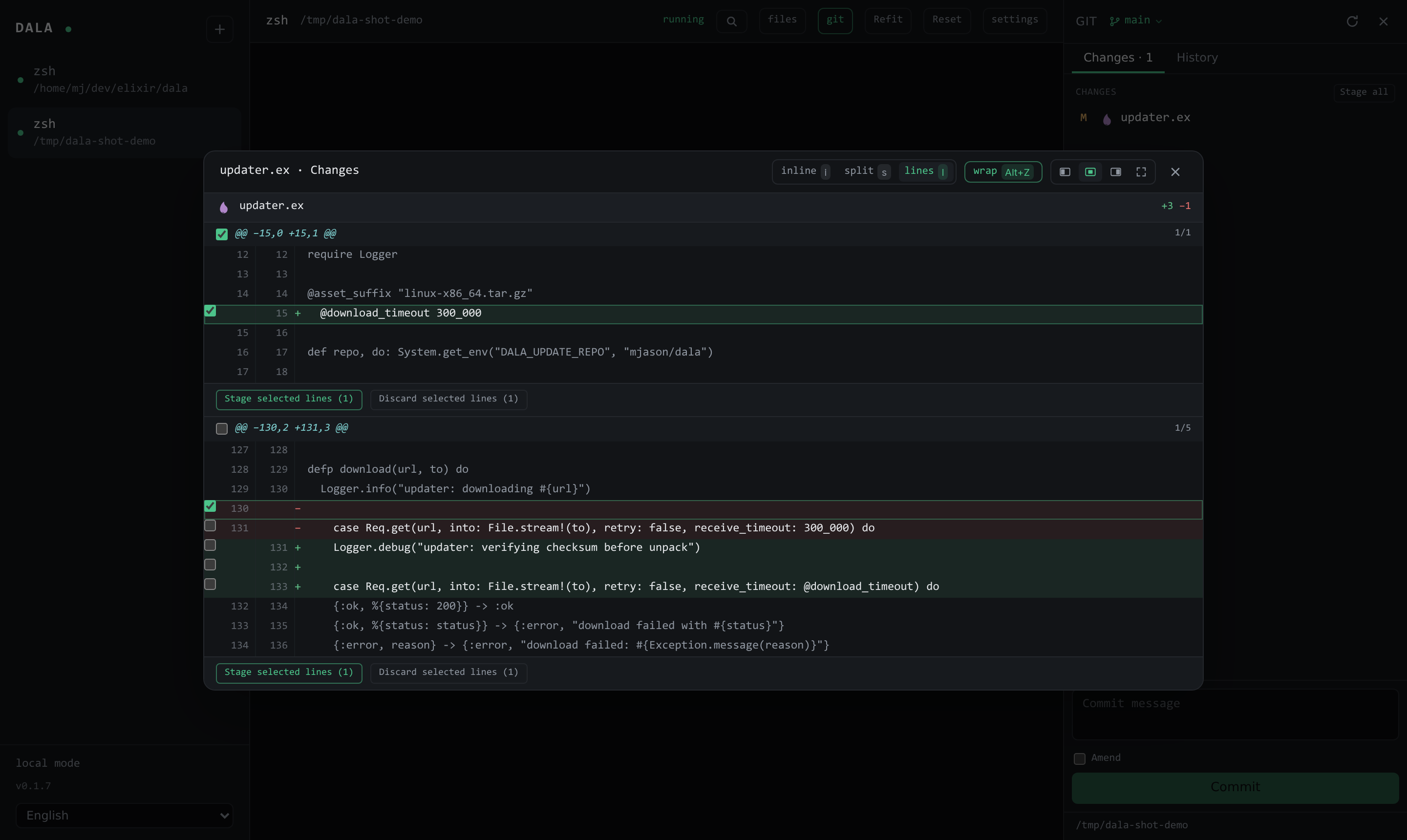 Line-level staging