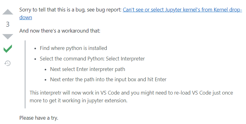 Solution to VSCode Kernel issue
