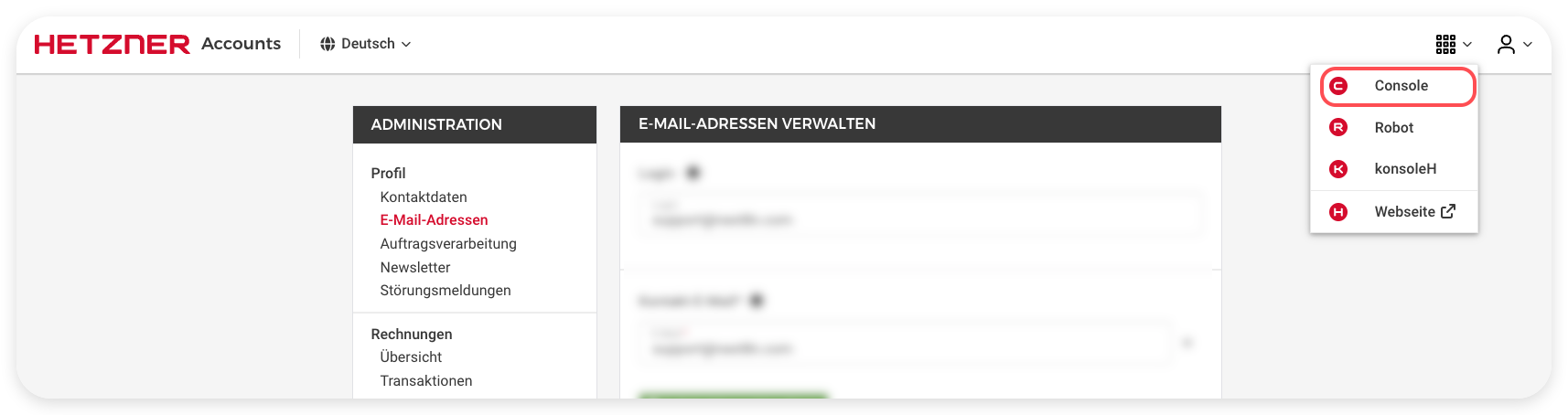 Open the Hetzner Cloud Console
