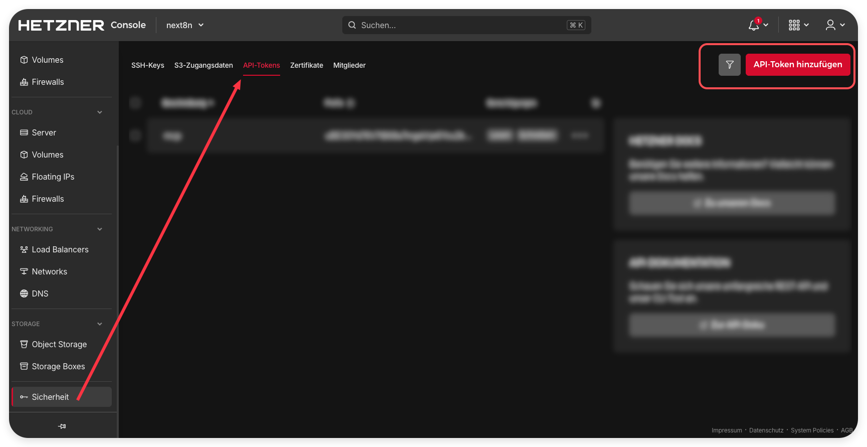 API Tokens tab and generate