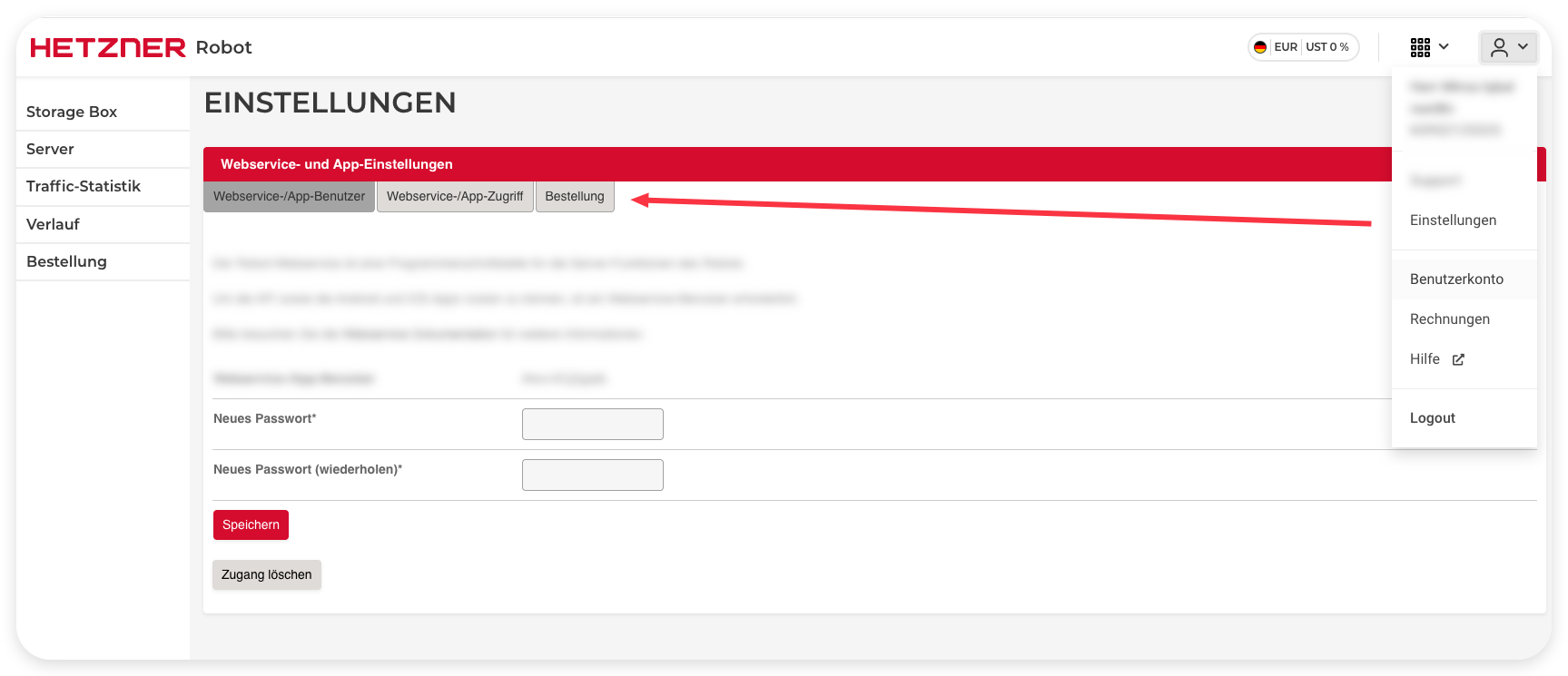 Robot web service and app settings