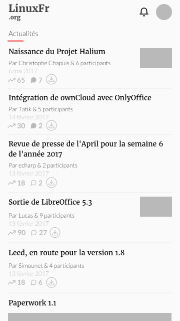Accueil sur mobile