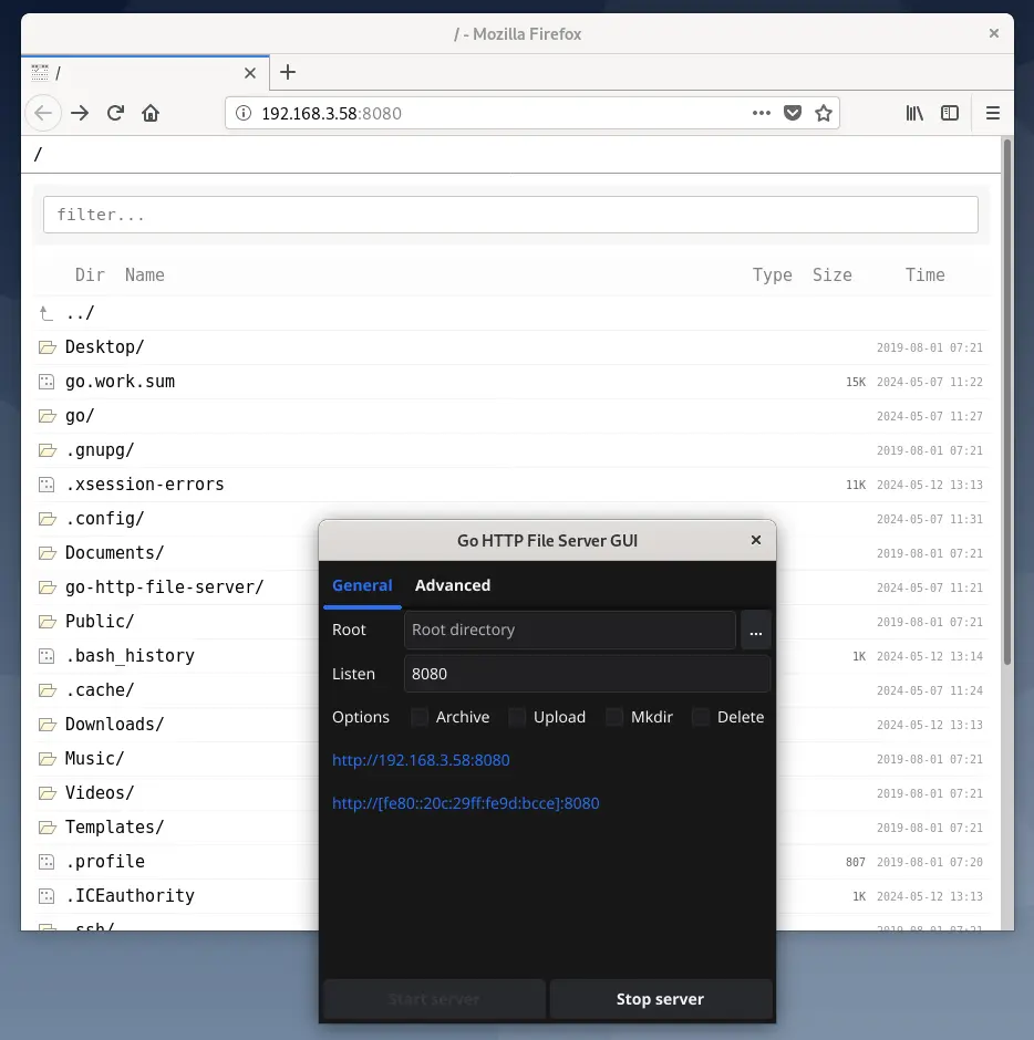 Go HTTP File Server GUI