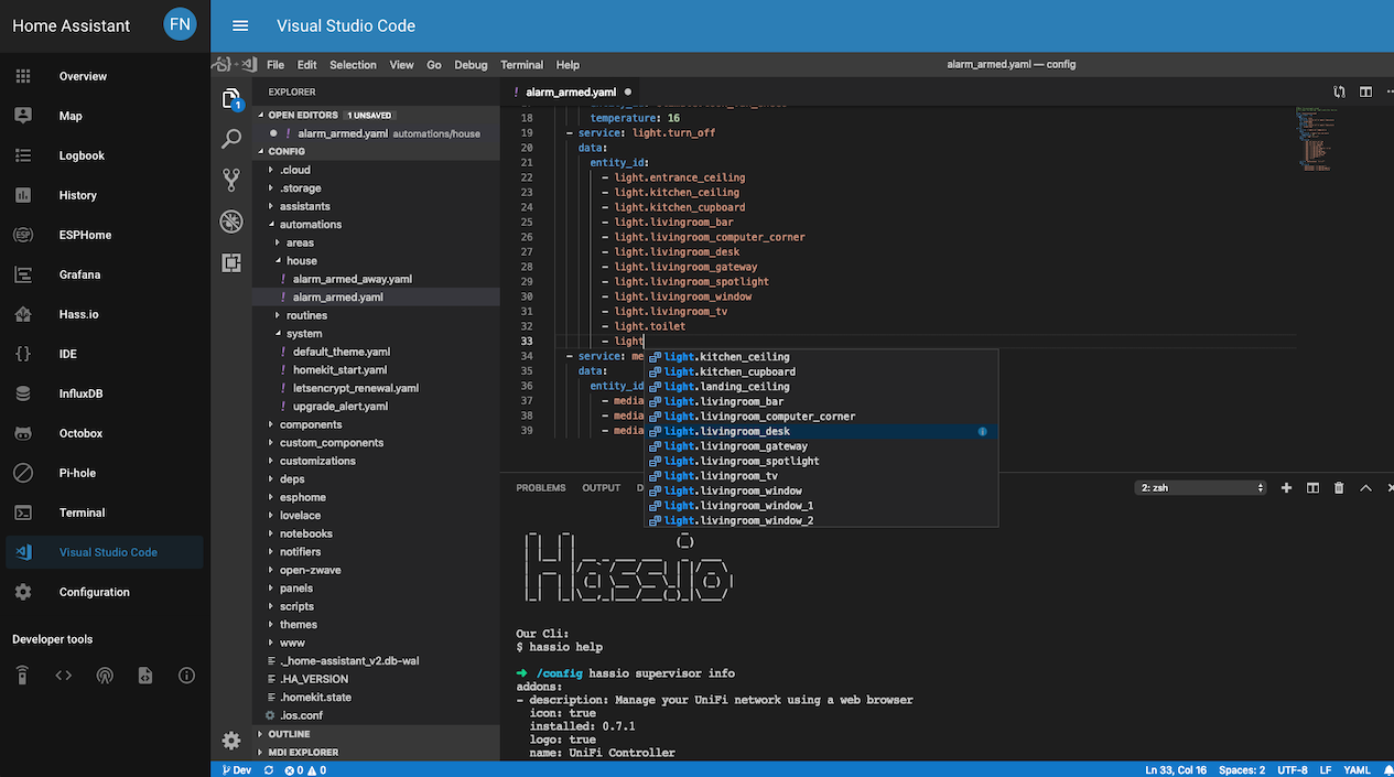 Visual studio code язык. Yaml для Home Assistant. Hex редактор Visual Studio. Visual Studio code Server. Visual Studio code кастом.