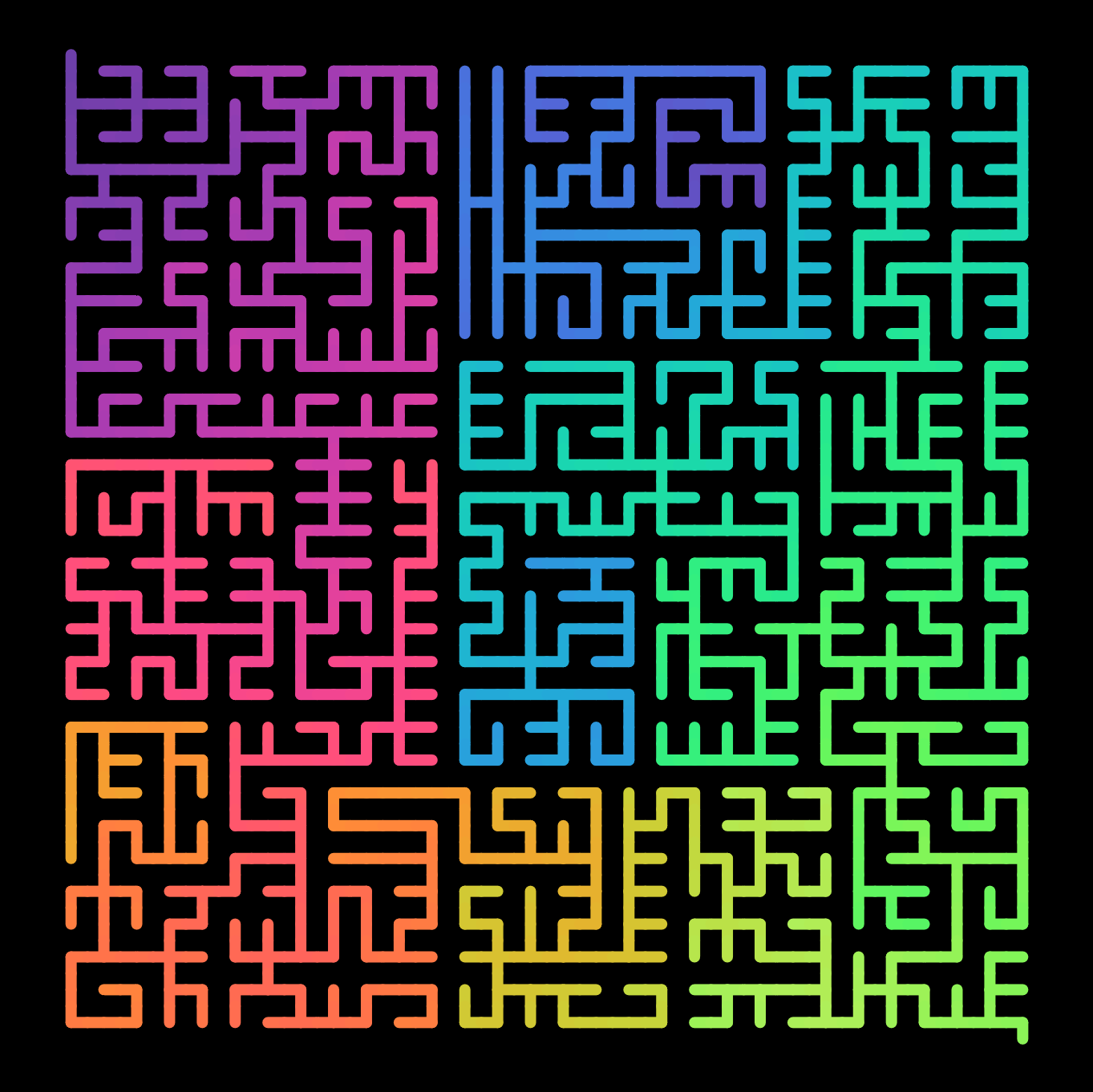 rainbow maze on black background (image)