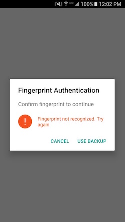 Fingerprint Auth Dialog Fail
