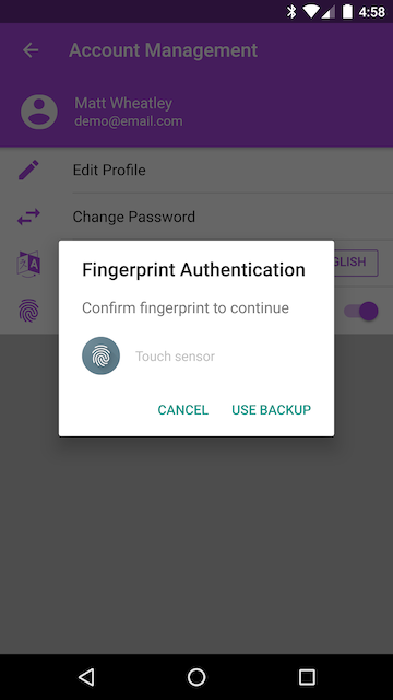 acct manage fingerprint auth