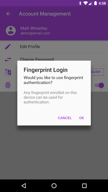 acct manage fingerprint disclaimer