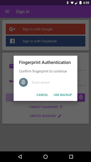 sign in fingerprint auth