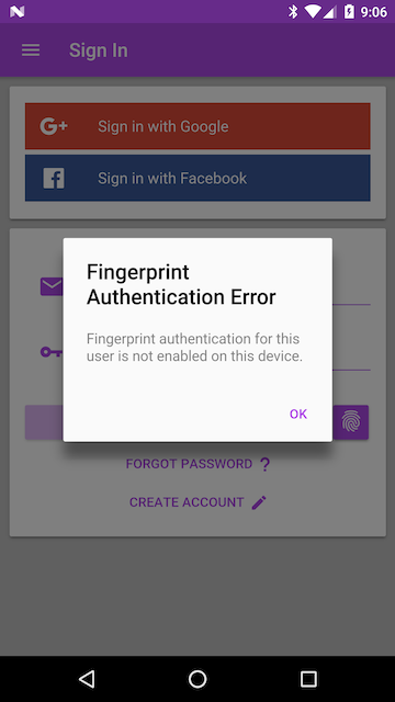 sign in fingerprint not enabled