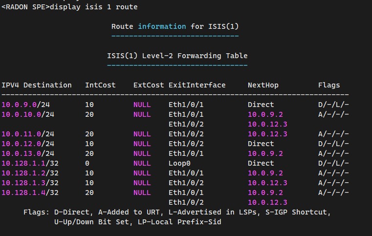 isis routing table