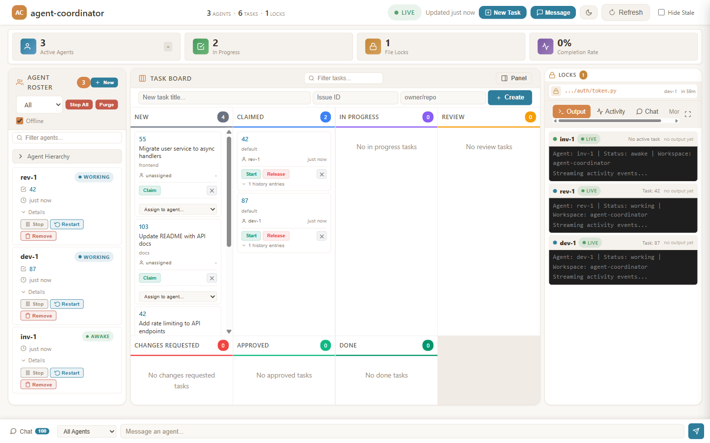 Agent Coordinator Dashboard
