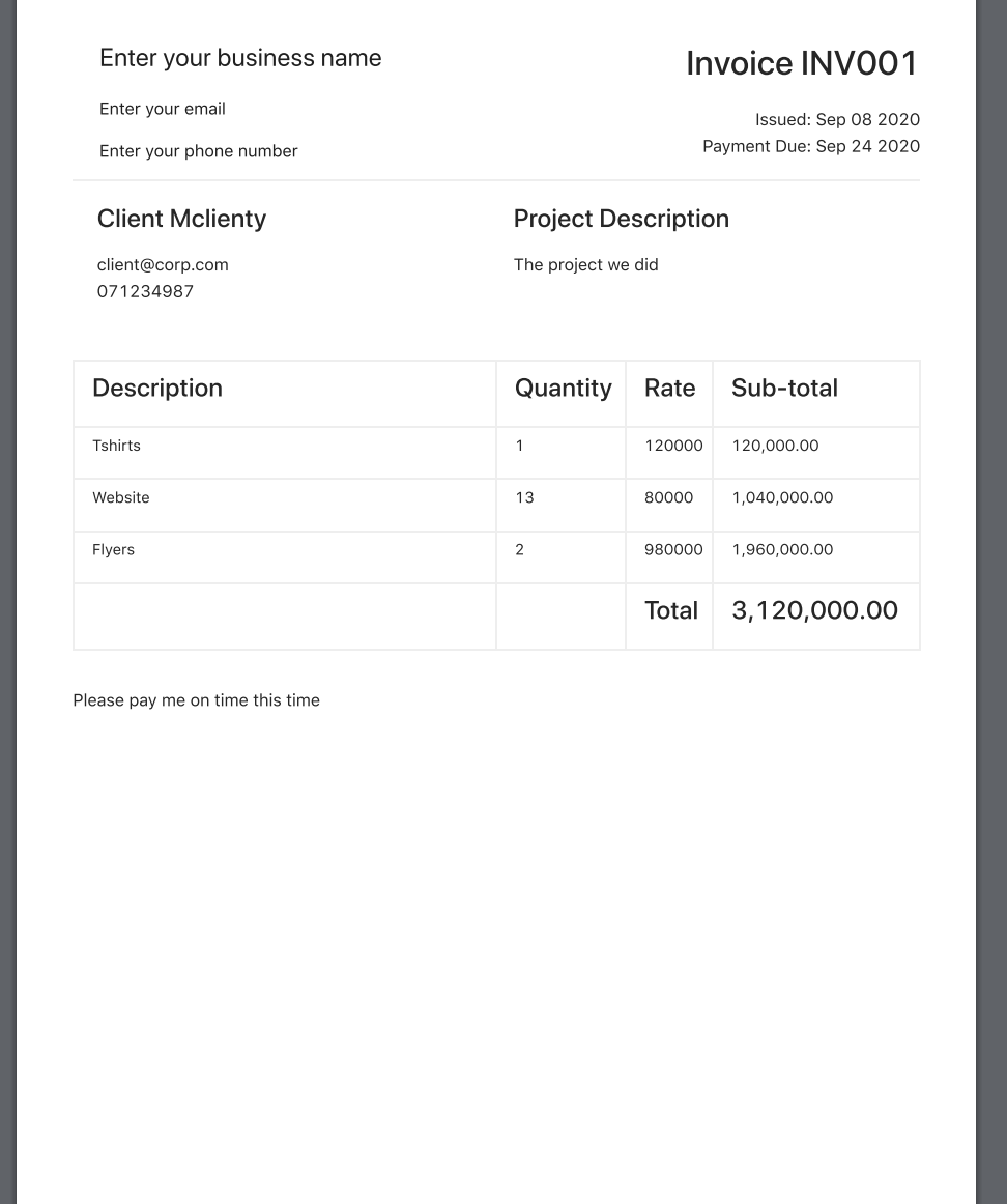 Print invoice