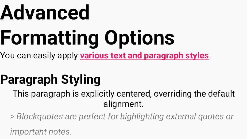 advanced formatting sample