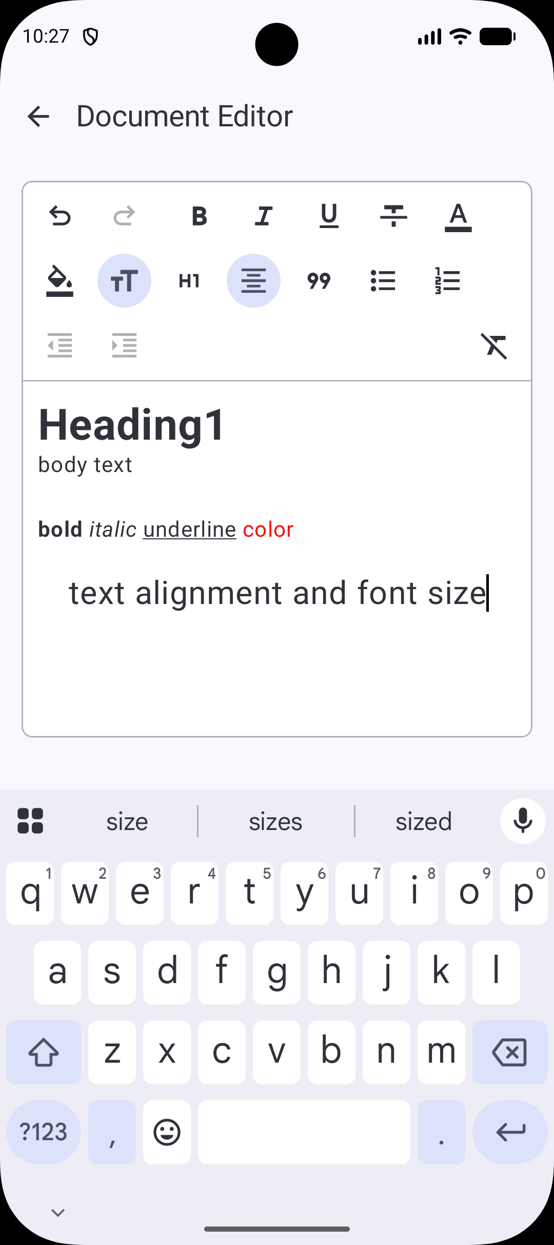 document editor sample