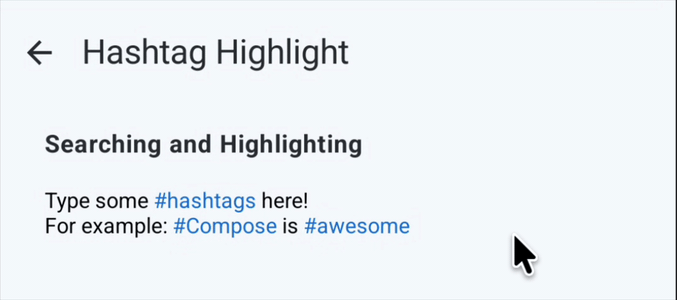 hashtag highlighting sample
