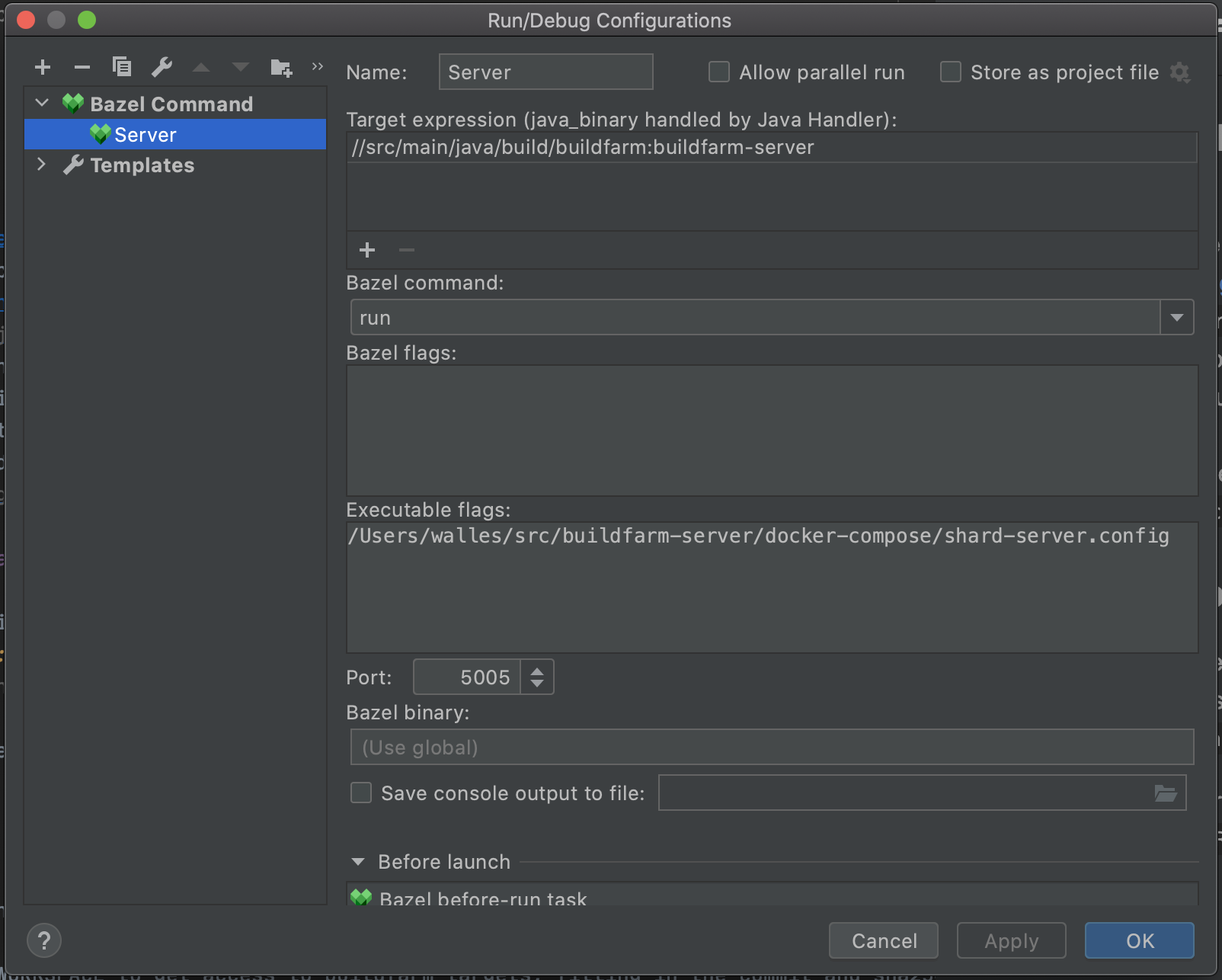 IntelliJ Buildfarm Server run configuration