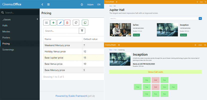 Web app built on Evado declarative framework