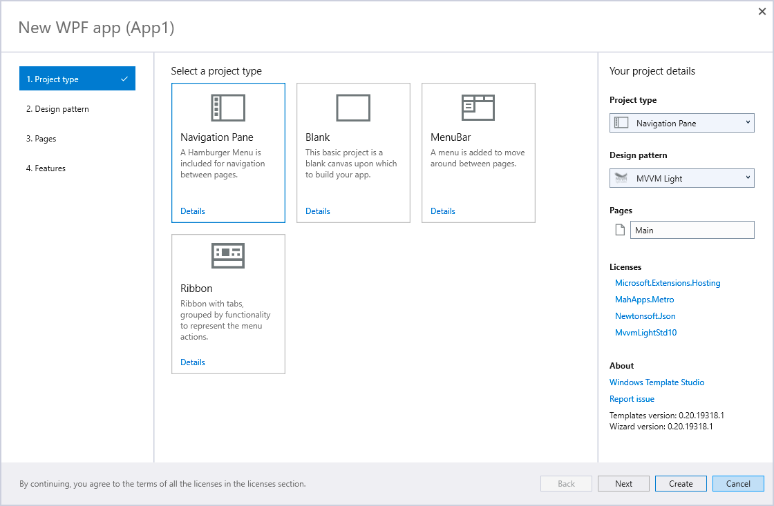 Windows Template Studio WPF screenshot