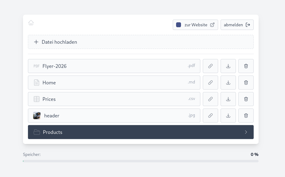 Screenshot of Admin UI