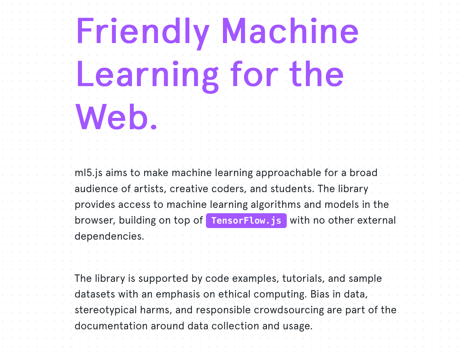 friendly machine learning for the web