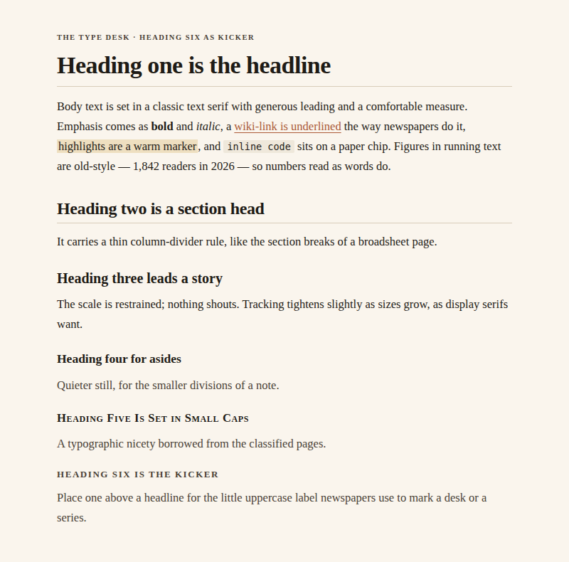 The heading scale and inline styles