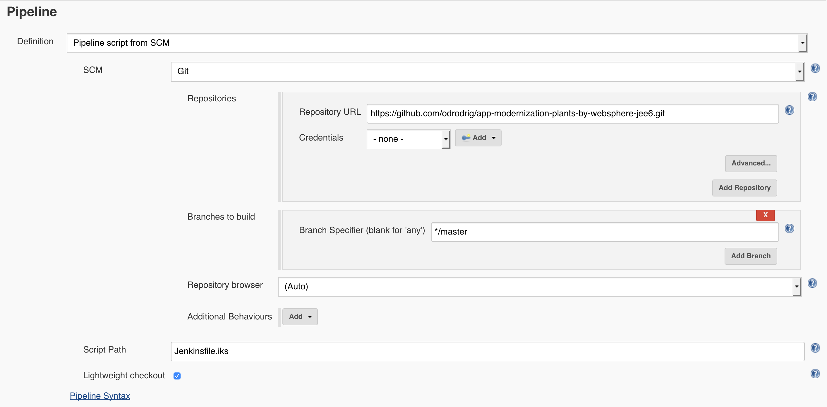 pipeline configuration