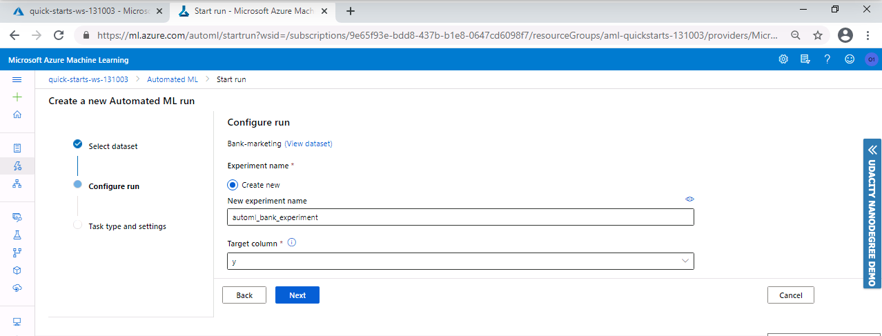 Create an AutoML experiment