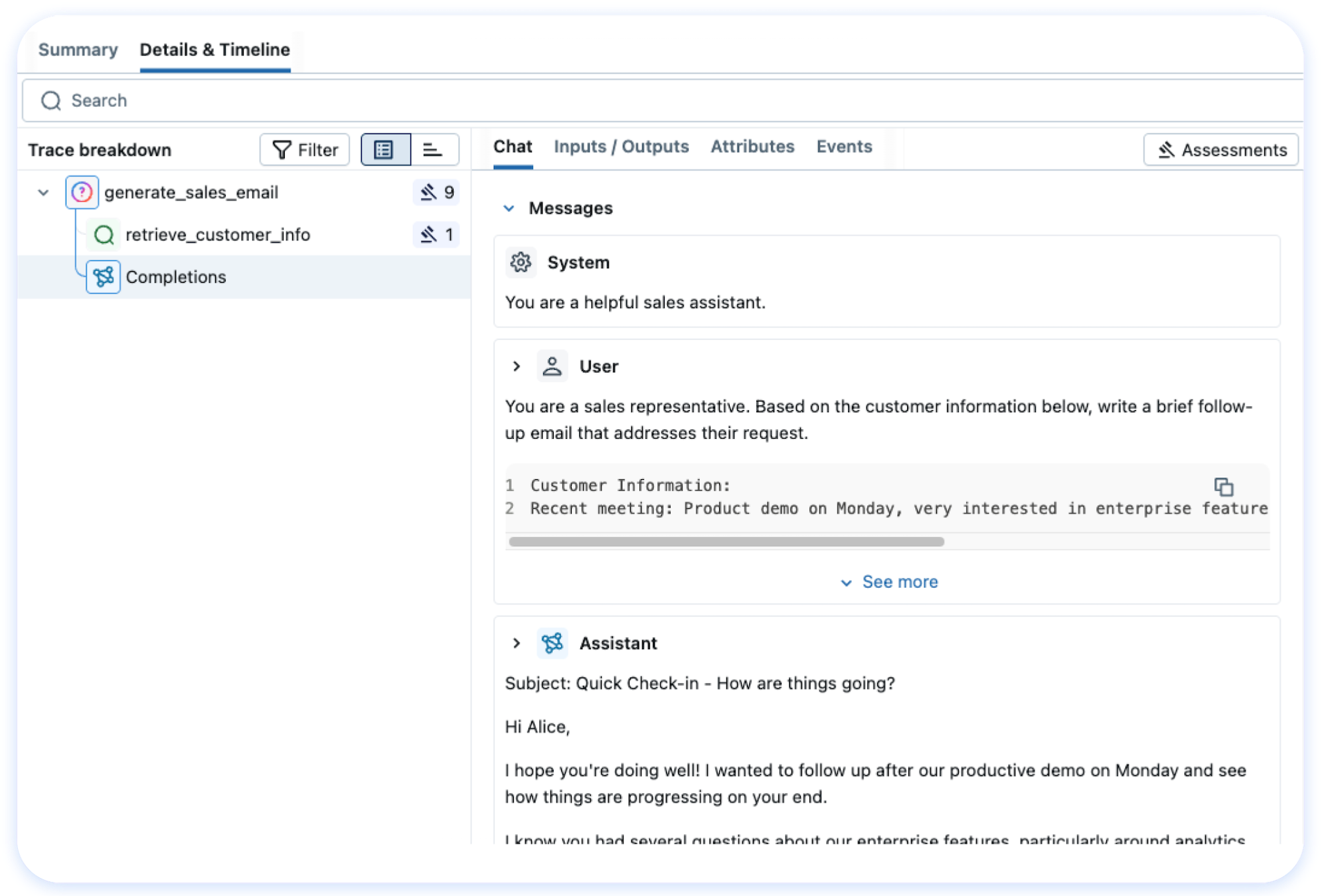 MLflow Tracing UI