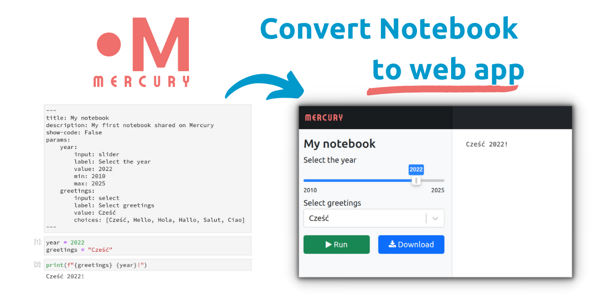 Mercury convert notebook to web app