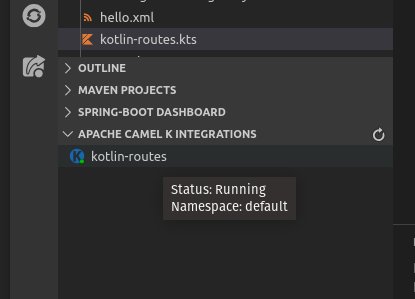 Apache Camel K Integrations view - Namespace Tooltip