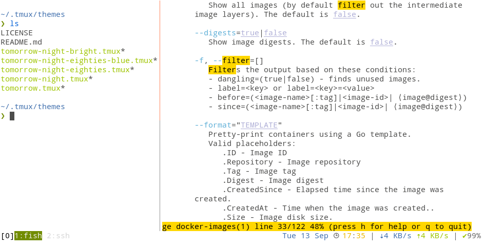 Tomorrow theme for tmux