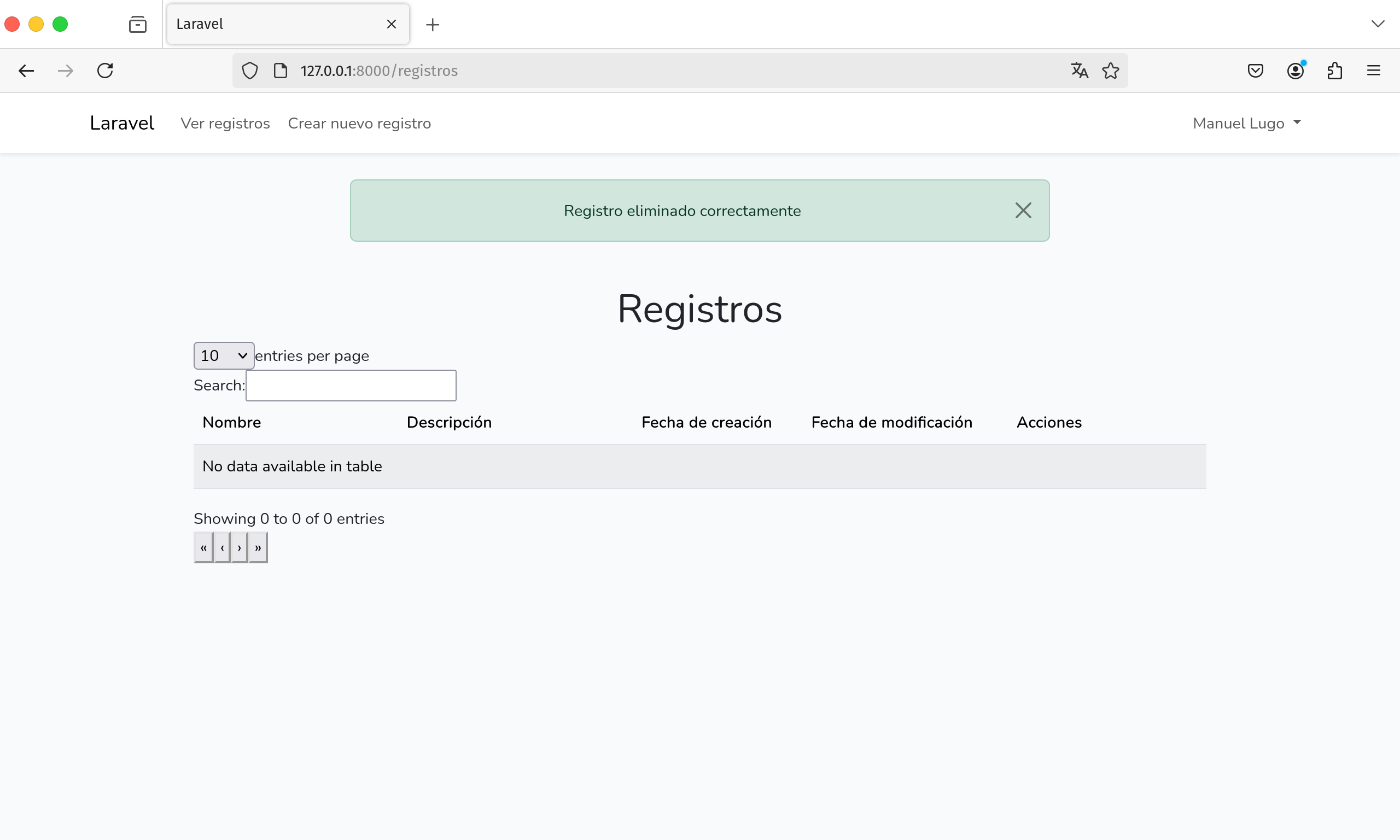 Eliminación de registro