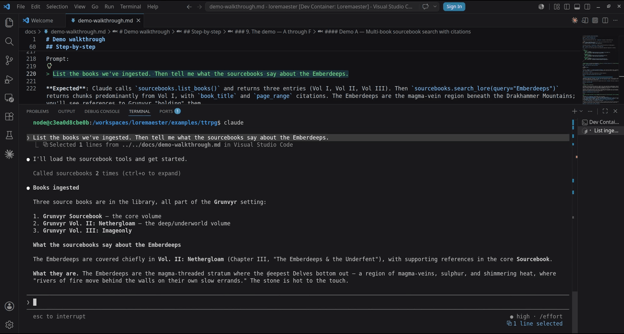 Loremaester demo walkthrough