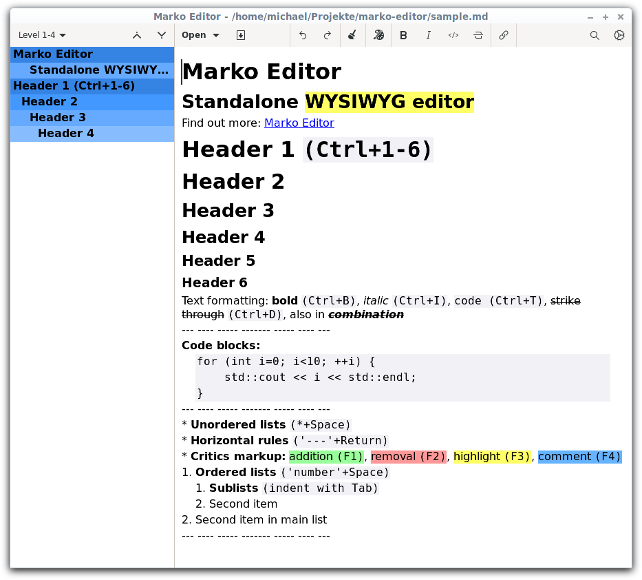 Marko Editor in link edit mode screenshot